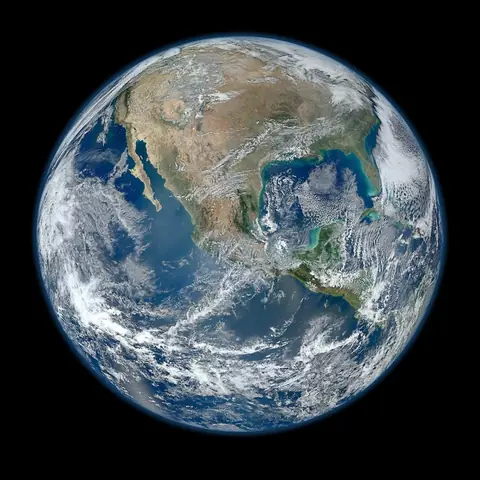 A composite satellite view of Earth showing Asia and the Indian Ocean against black space.