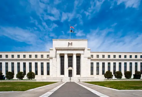 The entrance of the Federal Reserve's Eccles Building in Washington, D.C.